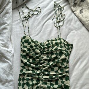 Checkered mesh mini dress